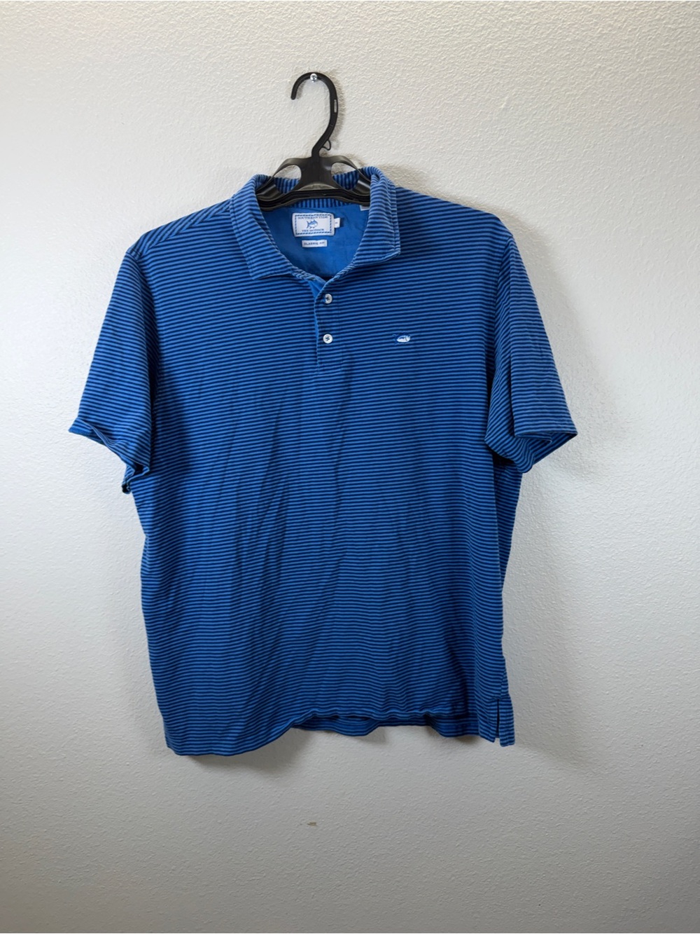 Southern Tide Blue Striped Polo Shirt - Men's